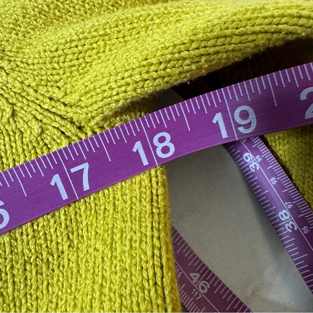 EILEEN FISHER zip front cardigan sweater citrine yellow knit cardi zipper M - Picture 8 of 10